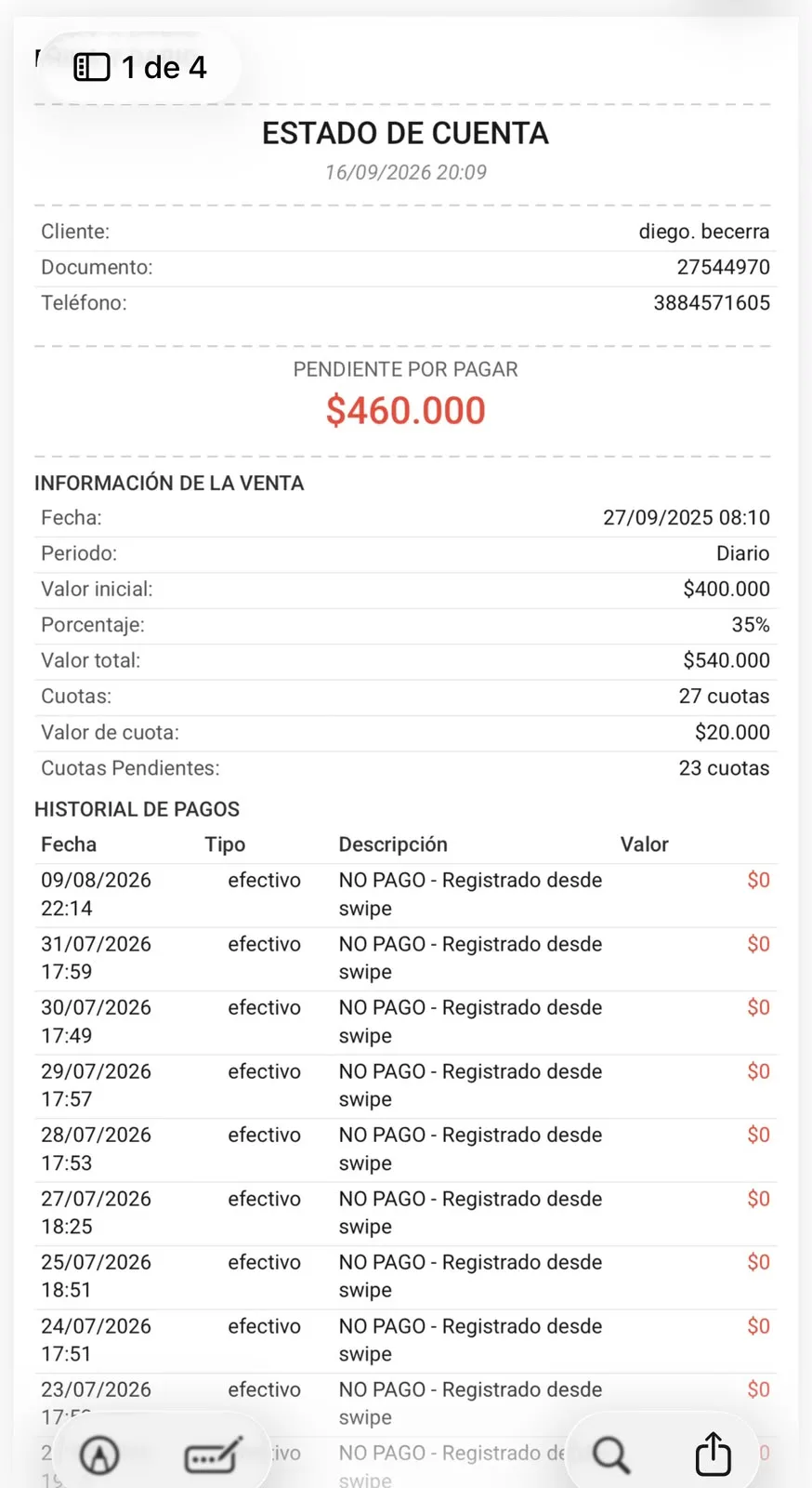 SALE - Estado de cuenta
