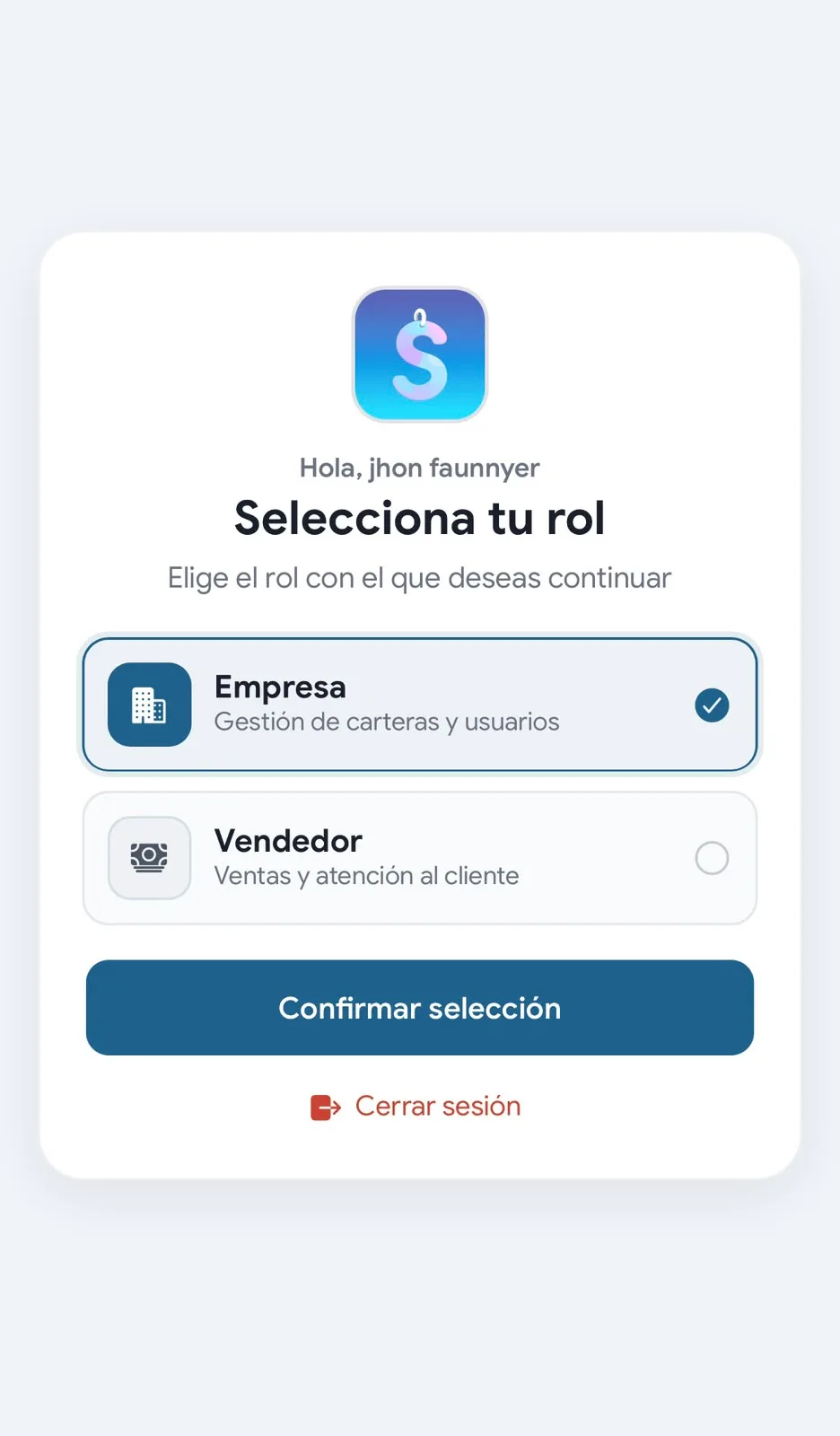 SALE - Selección de rol